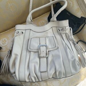 RARE Y2K Cream Leather Cole Haan Shoulder Tote Bag